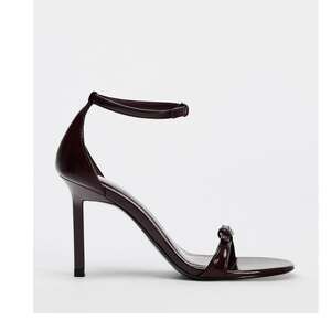 Zara Maroon Buckled Strap Open Toe Stiletto Heel Sandals 9